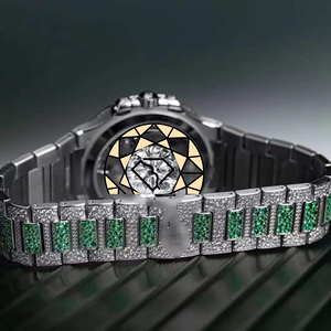 Reloj Cronógrafo RAMDUT IMPEX con Logotipo Personalizado, Lujoso, Simple, con Incrustaciones de Diamantes, Fecha Automática, Bisel de Diamantes, Esfera de Cristal, 46 mm, Acero Inoxidable, Cuarzo - Product Image 3