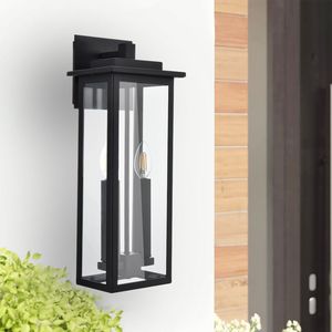 Matte Black Finish Outdoor Wall <b>Sconce</b> Exterior Porch <b>Light</b> Wall Mount Lantern Clear Glass House Farmhouse Outdoor Wall Lamps - Product Image 6