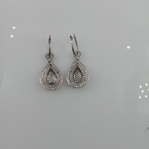 3.76 Cttw Round Cut White Color Enhanced Blue Natural Diamond Teardrop <b>Dangle</b> <b>Earrings</b> for Women 925 Sterling <b>Silver</b>, H-I Color - Product Image 2