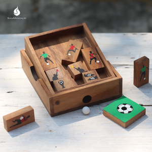 Jeu de football : Puzzle coulissant en bois de football / soccer avec blocs en bois massif naturel, casse-tête pour enfants et adultes - Product Image 4