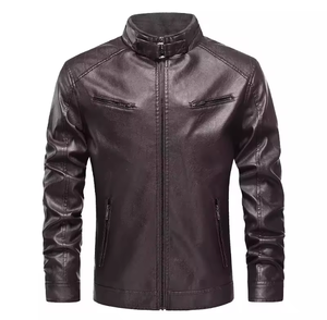 แจ็คเก็ตหนังทรงสลิมสำหรับผู้ชาย สไตล์ไฮสตรีท คอตั้ง น้ำหนักเบา ปิดด้วยซิป เหมาะสำหรับฤดูหนาว รับผลิตแบบ OEM - Product Image 6