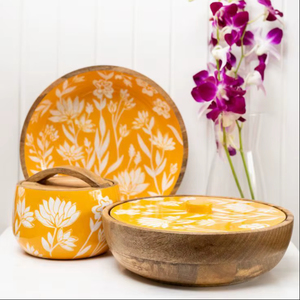 Top Selling Modern Design Printed Wooden Bowls with Enamel Coating for Salad Party Catering Tableware Usage Bowl - Product Image 1