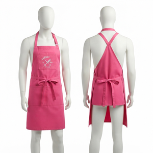 Tablier de Barbier pour Homme 240 GSM en Sergé Poly Coton Rose avec Logo Brodé Personnalisé, Sangle Réglable, Poche Avant, OEM ODM Marque Privée - Product Image 1