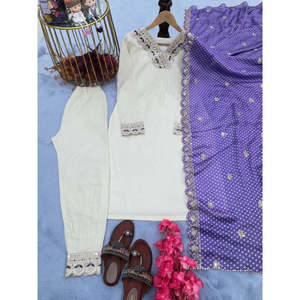 Ensemble haut et bas fantaisie indien et pakistanais et dupatta imprimé pour les occasions spéciales - Product Image 6