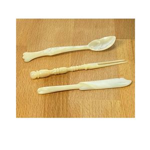Juego de cubiertos de nácar Royal Dinning Party, incluye cuchara, cuchillo y tenedor de nácar, venta al por mayor en conjunto para eventos de lujo. - Product Image 1