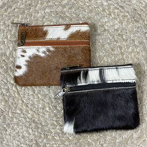 Real Handmade Hair on Hide Fur Leather Coin Change <b>Purse</b> Oval Credit Card Holder Case Western Stylish Cute <b>Small</b> Oval Wallet - Product Image 4