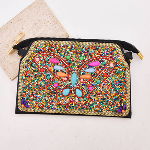 Sac à main court bohème en perles de riz, pochette cosmétique pour femmes et filles, accessoires de fête, fait main, classique, MULTI CRAFT - Product Image 1