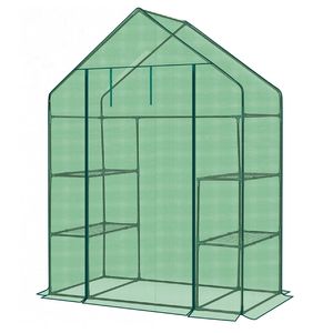 Mini Serra da Giardino 142x74x196 cm per Interni ed Esterni con 4 Ripiani, Copertura in Polietilene e Telaio in Legno per Giardinaggio - Product Image 3