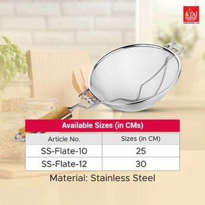 Nouvel arrivage : Écumoire à fil plat SS avec manche en bois et maille renforcée – Ustensile de cuisine, cuillère écumoire - Product Image 2