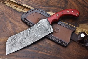 Cuchillo de caza hecho a mano de acero de Damasco, hoja con punta curva, mango de madera, 12 pulgadas, filo biselado afilado, cuchillo de caza para exteriores. - Product Image 4