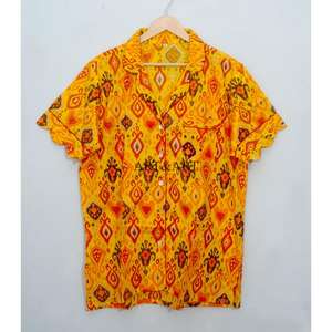 Ensemble de pyjama court pour femmes en coton 100% imprimé à la main, style indien floral, décontracté, léger, respirant, été, printemps, automne - Product Image 2