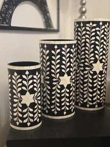 Vases et pots à fleurs en ossement incrusté, motif circulaire mignon, design rustique pour sol, usage intérieur, émaillés - Product Image 5