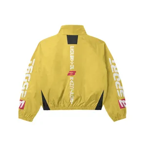Yellow Windbreaker Tracksuit Set | Oversized Zip Hooded <b>Jacket</b> & Pants | Streetwear Matching Set OEM Private Label Manufacturer - Product Image 2