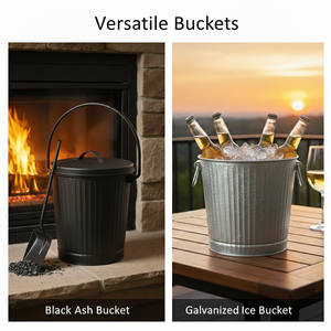 Cubo para cenizas de chimenea con tapa, pequeño, galvanizado, cubo de basura, contenedor de almacenamiento, cubo metálico para chimenea, hoguera, estufa de leña - Product Image 5