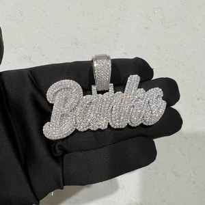 Pendentif Thème Femmes en Argent 925 Plaqué Rhodium avec Strass en Cristal et Lettre, Style Hip-Hop Unisexe - Product Image 3