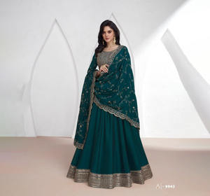 Vestido Largo Anarkali de Georgette Estilo Indio Tradicional Más Vendido con Dupatta de Diseñador para Mujer Pishwas - Product Image 1