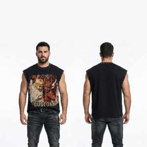 Camiseta sin mangas Glory Custom con estampado gráfico de diamantes de imitación, 100% algodón jersey, tela de secado rápido, estilo moderno, unisex. - Product Image 6
