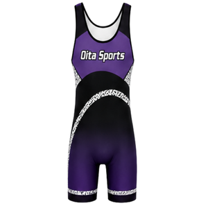 Combinaison de lutte sublimée pour homme, violet et noir, en polyester, sans manches, uniforme de sport de lutte, tenue d'entraînement athlétique - Product Image 3