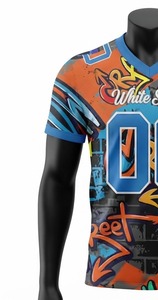 Camiseta de Fútbol Americano al por Mayor de Alta Calidad, 100% Poliéster, Talla Grande, Manga Corta, Personalizada con Malla y Transferencia Térmica Frontal - Product Image 4