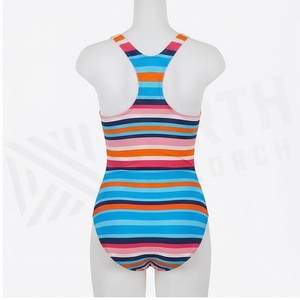 Women's Striped One-Piece Swimsuit Halter Neck High Waist Spandex Polyester Swimwear Regular Fit Stretch Beachwear - Product Image 2