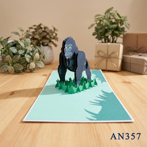 Carte Gorilla Pop 3D Faite à la Main, Artisanat en Papier Vietnamien, Design Personnalisé, Logo Animal, Décoration de Mariage, Décoration d'Intérieur, Tendance Actuelle - Product Image 6