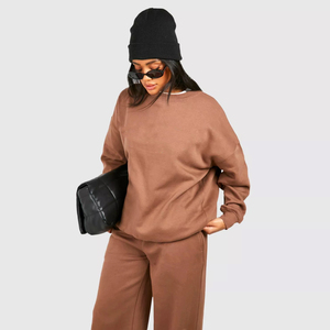 Customer Demanding Drop Shoulder Oversized Sweatshirts For Women Competitive Price Crew Neck Fleece <b>Jumper</b> - Product Image 2