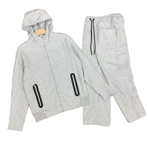 Ensemble de survêtement technique en molleton pour homme avec logo personnalisé, sweat à capuche zippé, 2 pièces, tenue de sport pour la salle de sport, motif imprimé, vêtements de sport d'automne - Product Image 3