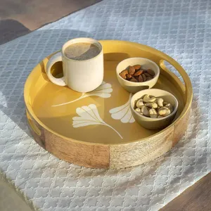 Acacia Wooden Serving <b>Tray</b> Table Decor For Breakfast Lunch <b>Dinner</b> Snacks Drinks Use & Tea Coffee Soup Serve & Salad Serving <b>Tray</b> - Product Image 1