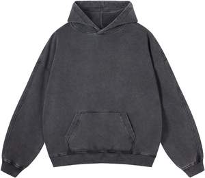 Acid Wash Hoodie Garment Dyed Cotton Fleece <b>Sweatshirt</b> Relaxed Hooded Top <b>Vintage</b> Faded Finish Kangaroo Pocket Casual Men's - Product Image 1