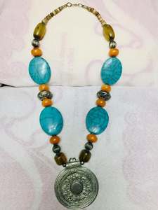 Collar de Cuentas Ovaladas de Resina Multicolor, Cuentas Planas Gruesas, Joyería de Moda, Accesorio de Disfraz para Mujer, Collar para la Playa, Hecho a Mano - Product Image 5