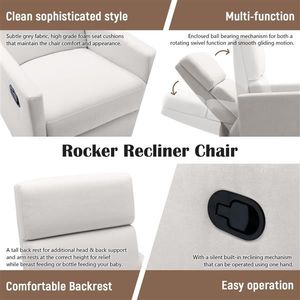 Poltrona Reclinabile Girevole Moderna Beige con Seduta Imbottita e Morbida per Cameretta - Product Image 2