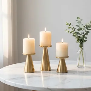 Portavelas de metal para decoración del hogar, soporte para 3 velas, para mesa de comedor, restaurante, portavelas de pilar para sala de estar, boda - Product Image 1