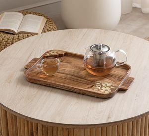 Acacia Wood <b>Large</b> Serving <b>Tray</b> with Floral Painted Exclusive Style Decorative for Home and Restaurant Usage for Sell - Product Image 5