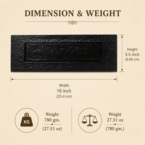 SHUBHAM Vintage Black Cast Iron Outdoor Mailbox <b>Door</b> Letter Slot Rectangular Entry <b>Plate</b> for Exterior <b>Door</b> - Product Image 4