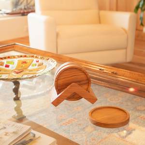 Rustic Acacia Wooden <b>Coasters</b> for Drinks with Holder Non-Slip Decorative <b>Coasters</b> for Coffee <b>Table</b> Dining <b>Table</b> from TIMELESS - Product Image 1