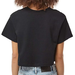 T-shirt court pour femme, tendance été, manches courtes, col en V, uni, coupe ajustée, en maille côtelée, basique décontracté - Product Image 3