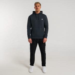 Vibrant Tealish Blue Sweat à capuche surdimensionné pour hommes Poche kangourou pratique Pull en coton biologique Confort de tous les jours Conçu sur mesure - Product Image 2