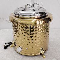 Marmite électrique en acier inoxydable 13L Or/Or rose/Argent, motif martelé, récipient isotherme pour soupe, chauffe-plats électrique