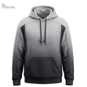 Custom Sublimation Fleece Hoodie Unisex Streetwear Gradient Ombre Pullover <b>Sweatshirt</b> Heather <b>Grey</b> Charcoal, Any Design / Logo - Product Image 1