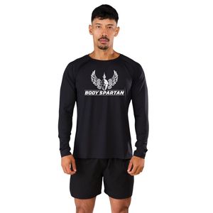 <b>Men's</b> Black Long Sleeve Performance T <b>Shirt</b> Moisture Premium Athletic Workout Training Sportswear <b>Shirt</b> - Product Image 1
