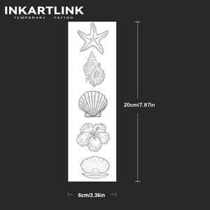 INKARTLINK Pegatina <span class=keywords><strong>de</strong></span> <span class=keywords><strong>Tatuaje</strong></span> <span class=keywords><strong>de</strong></span> Concha Marina y Estrella <span class=keywords><strong>de</strong></span> <span class=keywords><strong>Mar</strong></span>, Flor <span class=keywords><strong>de</strong></span> Hibisco Herbal para Verano y Playa, Arte Corporal Semipermanente <span class=keywords><strong>de</strong></span> 15 Días para Brazo, Venta al por Mayor - Product Image 3