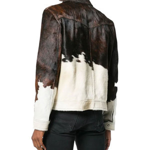 Custom Hair On Cowhide <b>Patchwork</b> Trucker <b>Jacket</b> Men Genuine Leather Western Workwear <b>Jacket</b> OEM Wholesale Manufacturer - Product Image 6