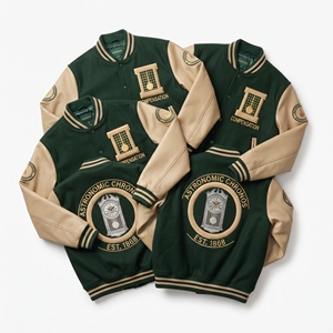 OEM Custom Varsity Letterman Jacket Wool Leather Sleeves Watchmakers Guild <b>Bench</b> Embroidery Balance Beat Patch Charcoal <b>Coat</b> - Product Image 3