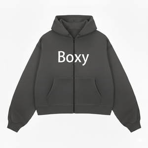 Sweat à capuche oversize à double fermeture éclair, doublé, personnalisé, en molleton épais 400 g/m² 100 % coton, coupe courte, en French Terry - Product Image 1