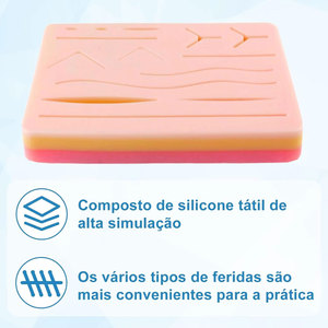 <b>Suture</b> Practice Pad with 14 Pre Cut Wounds Realistic Three Layer Silicone Skin <b>Kit</b> Medic Instruments Students Nurses Training - Product Image 5