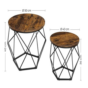 Tables d'appoint géométriques avec plateau en bois et fonction panier, tables gigognes décoratives à structure métallique pour salon et chambre - Product Image 3
