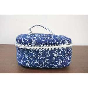 ชุดกระเป๋าเครื่องสำอางผ้าฝ้ายพิมพ์ลายบล็อก 3 ชิ้น ขนาดใหญ่ กันน้ำ ทนทาน ใช้ซ้ำได้ เหมาะสำหรับการเดินทาง - Product Image 5