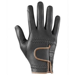 Gants d'équitation d'été demi-doigts en cuir PU respirant avec fermeture auto-agrippante, unisexe, pour usage extérieur, protection, vente en gros - Product Image 3