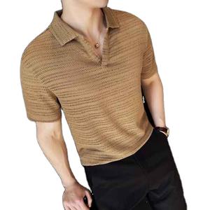 Camisas de polo para hombre, ropa informal de tendencia con patrón sólido, talla grande, logotipo bordado personalizado, talla grande, camisas de polo para hombre - Product Image 1
