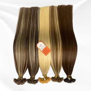 Cutícula alineada Color marrón Integración del cabello Extensión de punta plana preadherida Extensiones de cabello de queratina rusa Cabello humano - Product Image 5